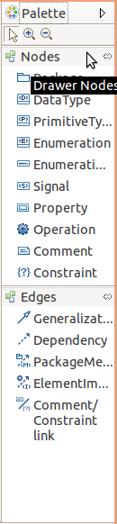 RobotML tool panel for datatype diagram